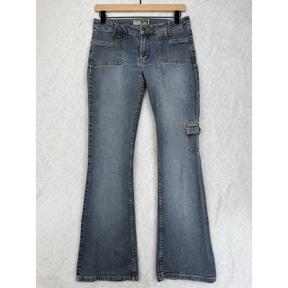 Vtg LEI Workwear Cargo Flare Jrs 5 Low Rise Mallcore Preppy Broho Grunge 90s Y2K